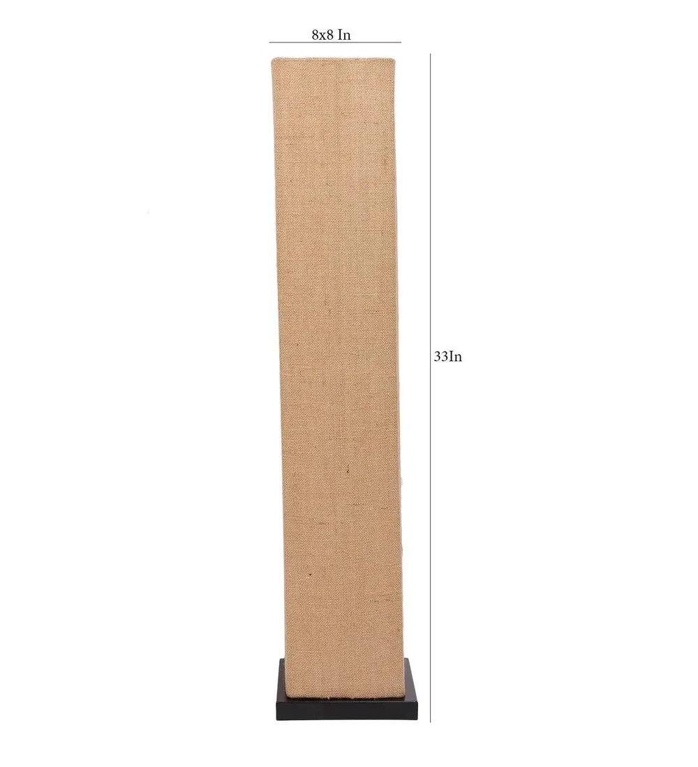 Designer Jute Square Sleek Iron Base Floor Lamp White
