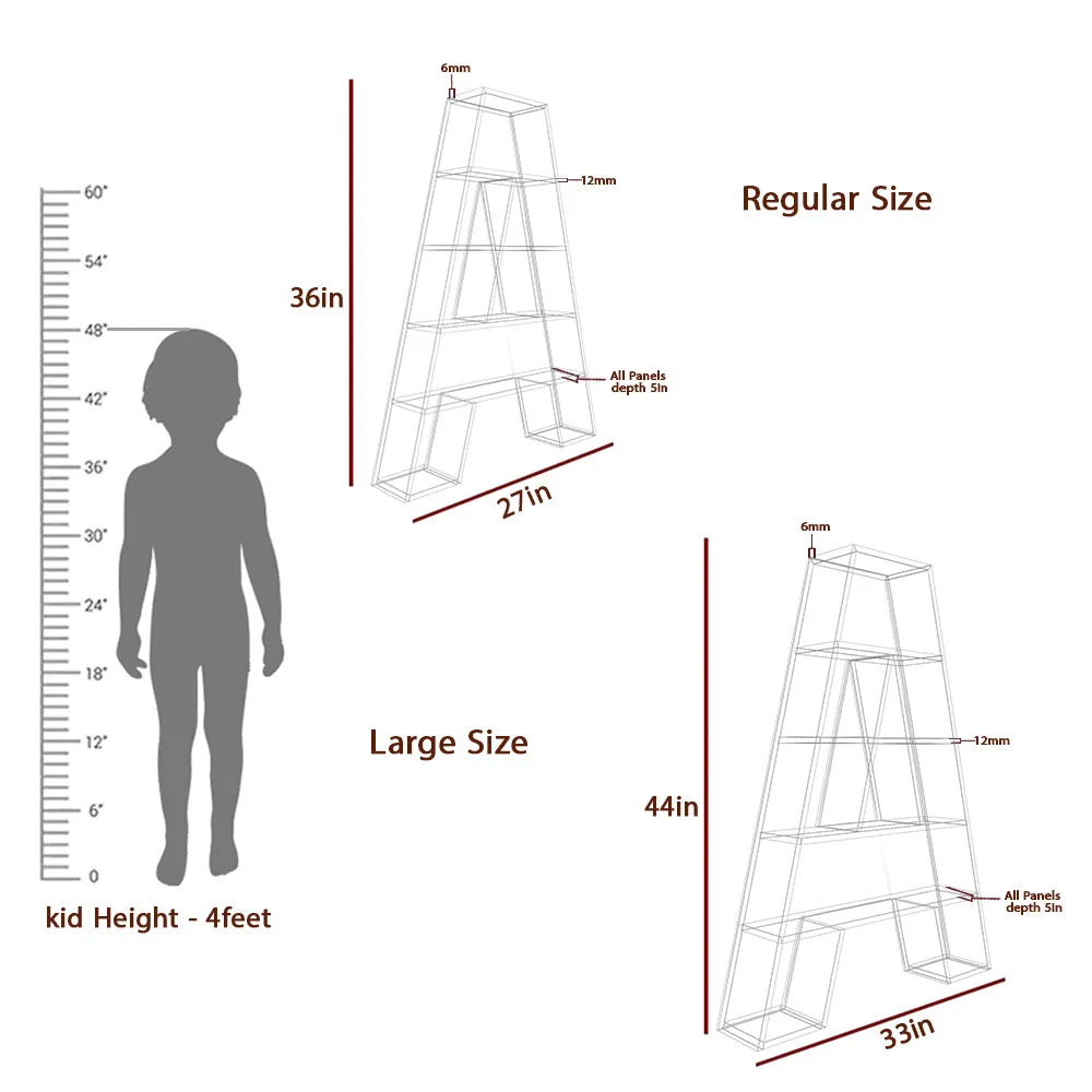 Designer Kids Book Shelve Alphabet A in Grey Small