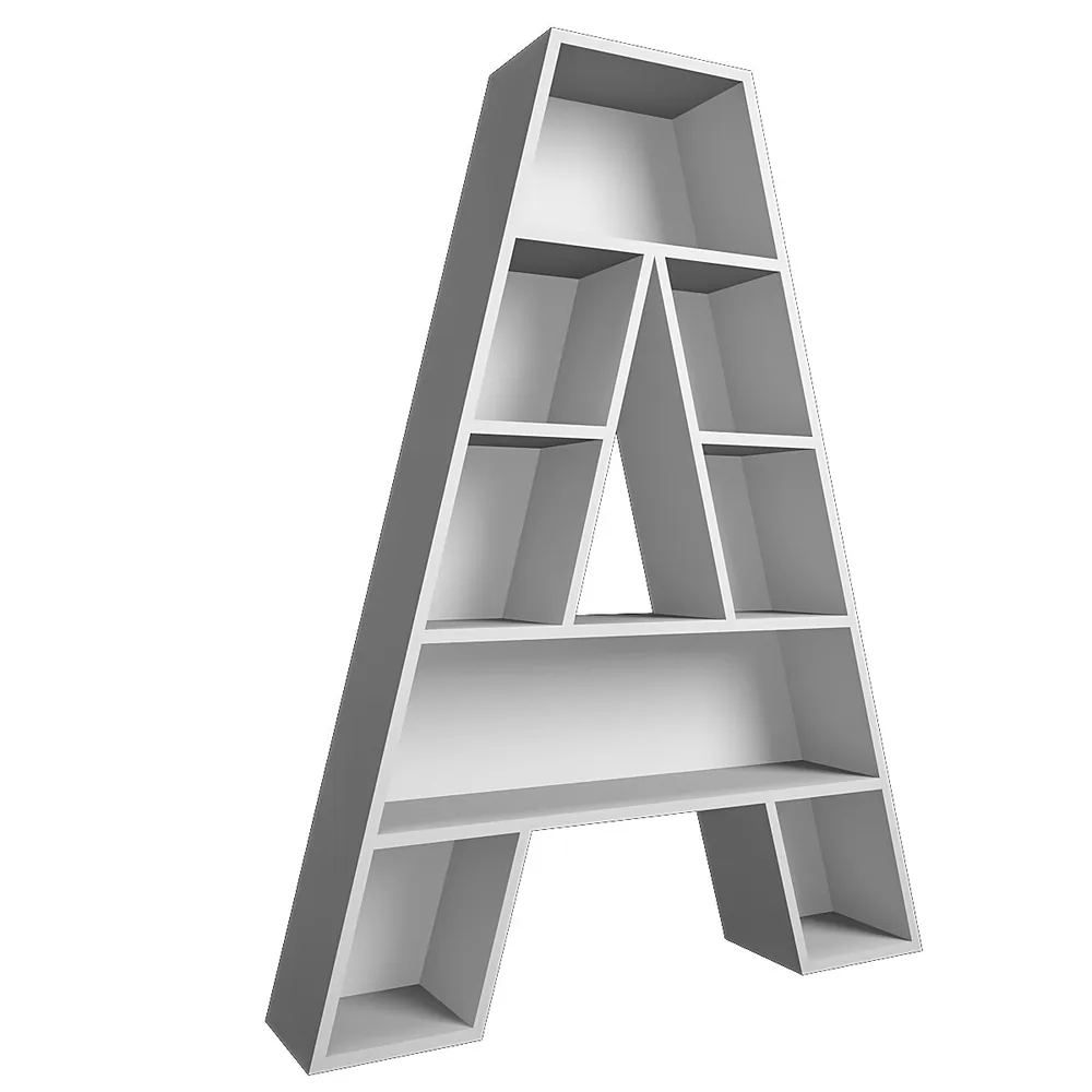 Designer Kids Book Shelve Alphabet A in Grey Small