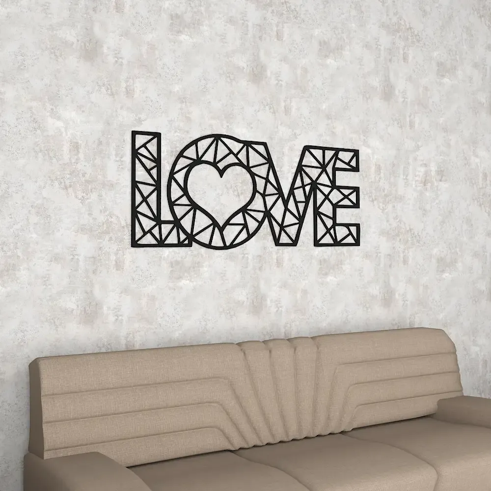 Designer Love Text in Black color Design Wooden Wall Hanging Medium(10 inch X 24 inch)