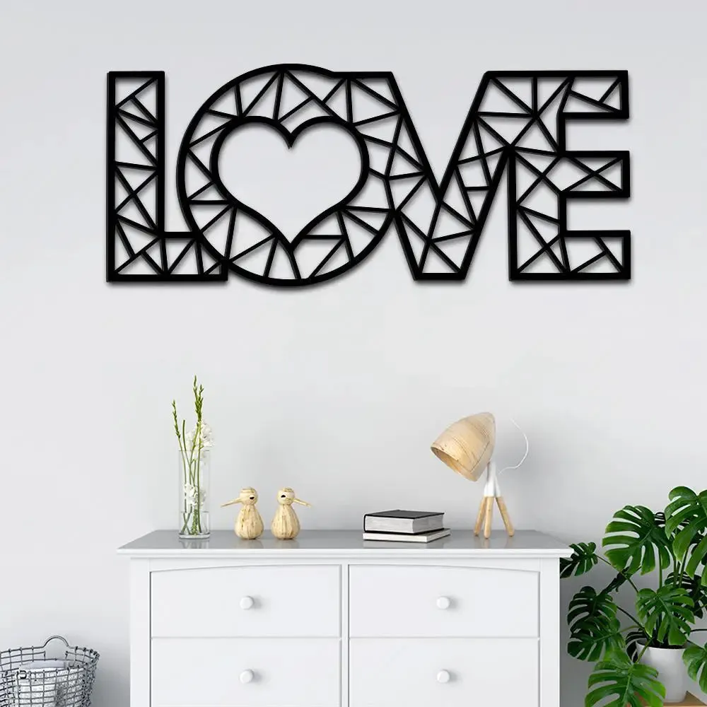 Designer Love Text in Black color Design Wooden Wall Hanging Medium(10 inch X 24 inch)