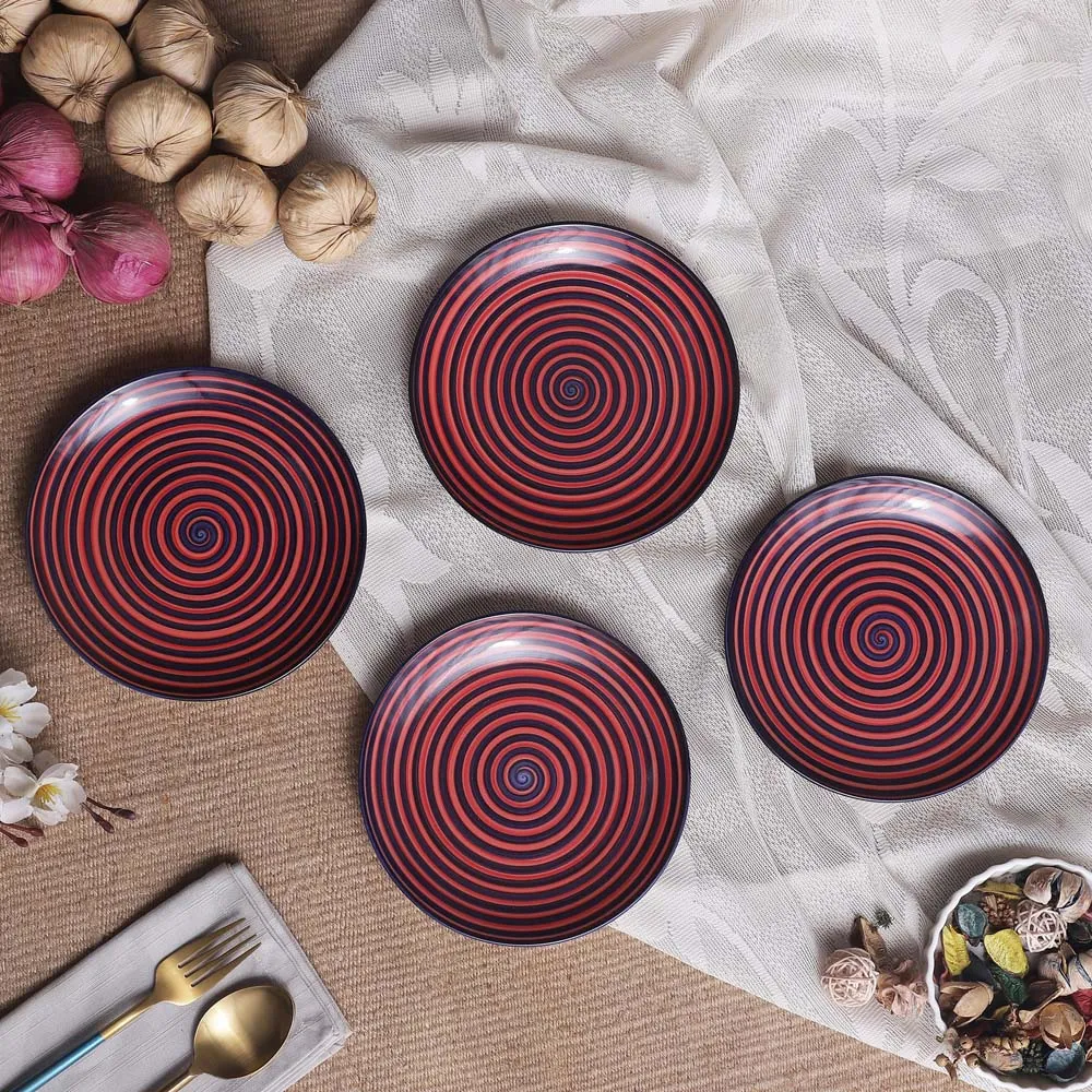Designer Magenta Ceramic Side Plates Set Of 4