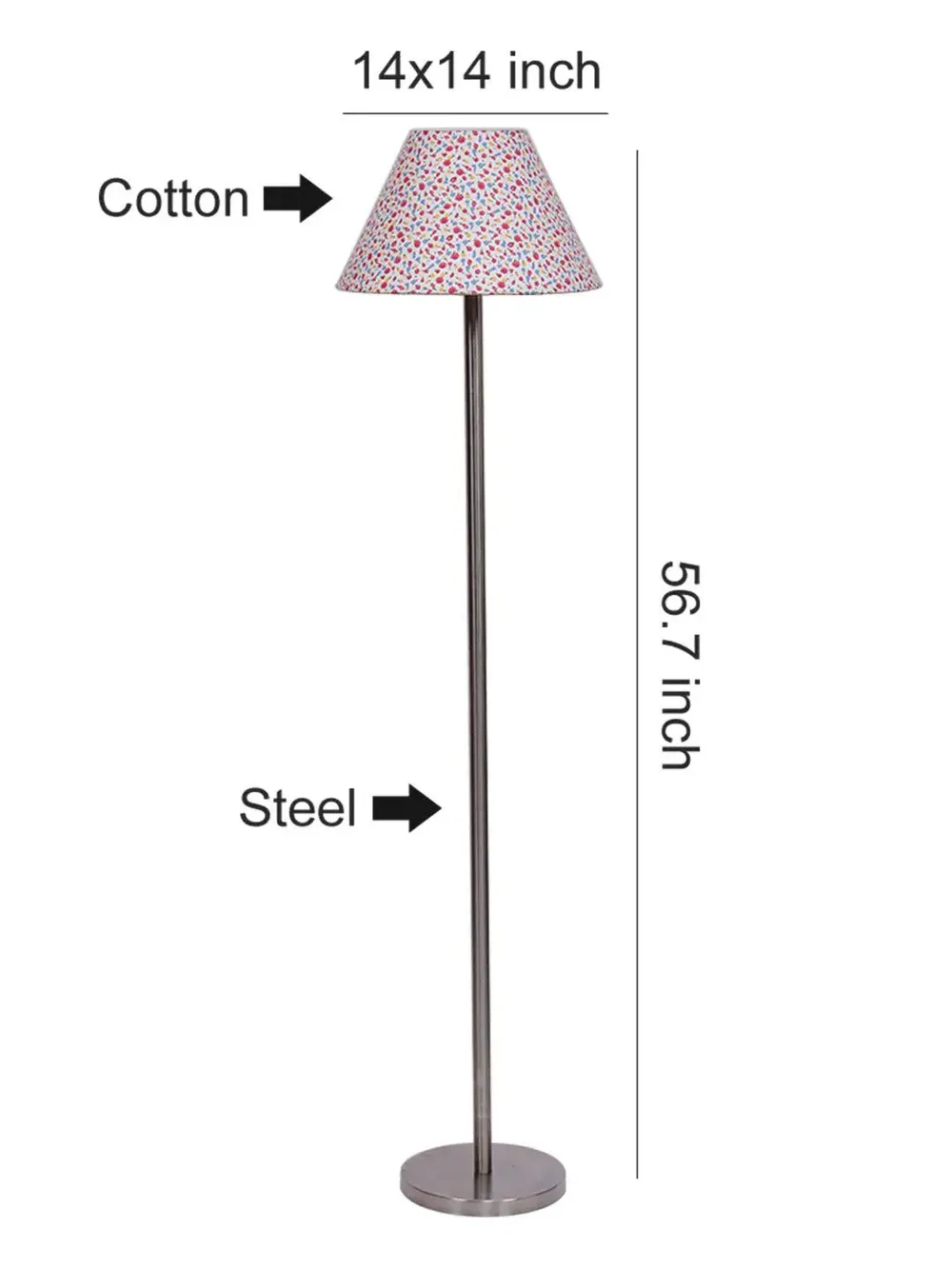 Designer Metal Floor Lamp With Conical Shade