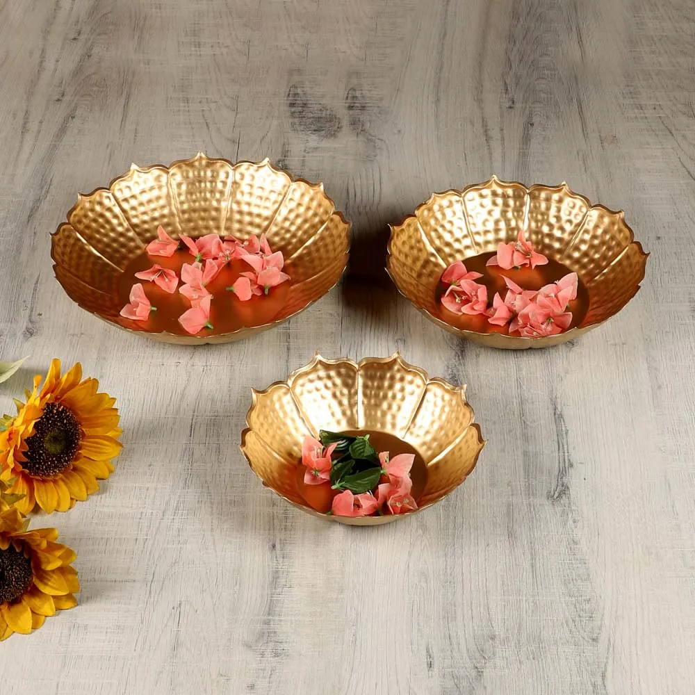 Designer Metal Sunflower Urli Bowl Set of 3