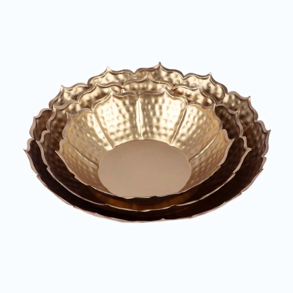 Designer Metal Sunflower Urli Bowl Set of 3