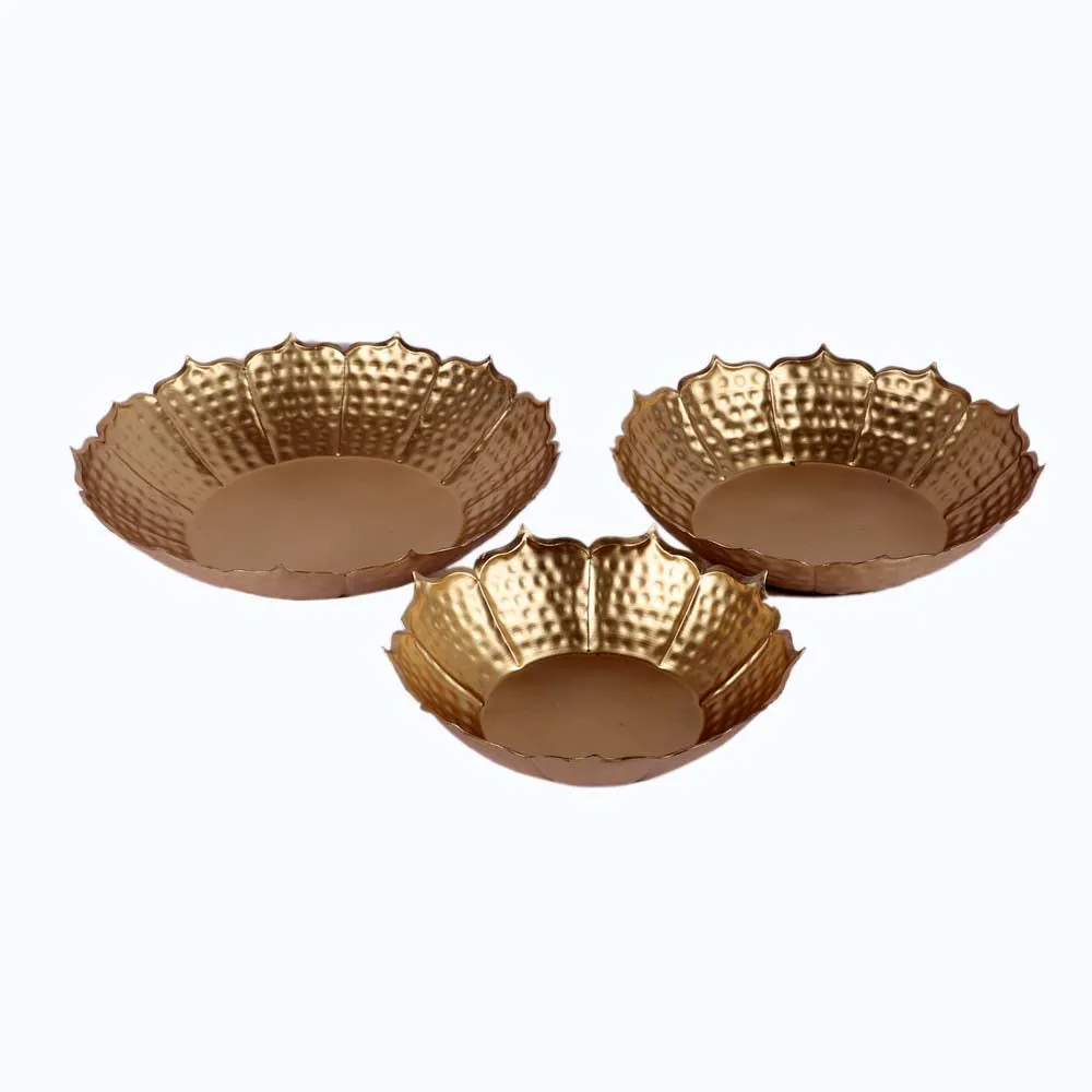 Designer Metal Sunflower Urli Bowl Set of 3