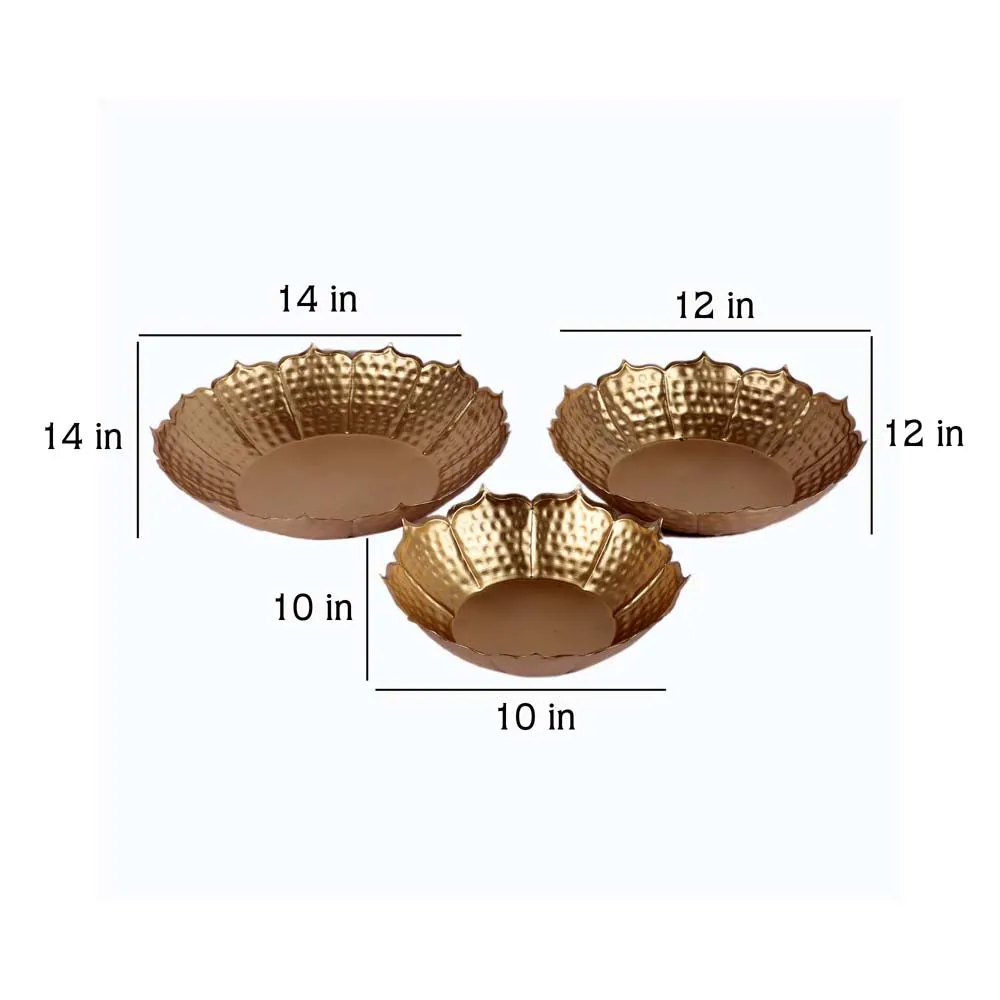 Designer Metal Sunflower Urli Bowl Set of 3