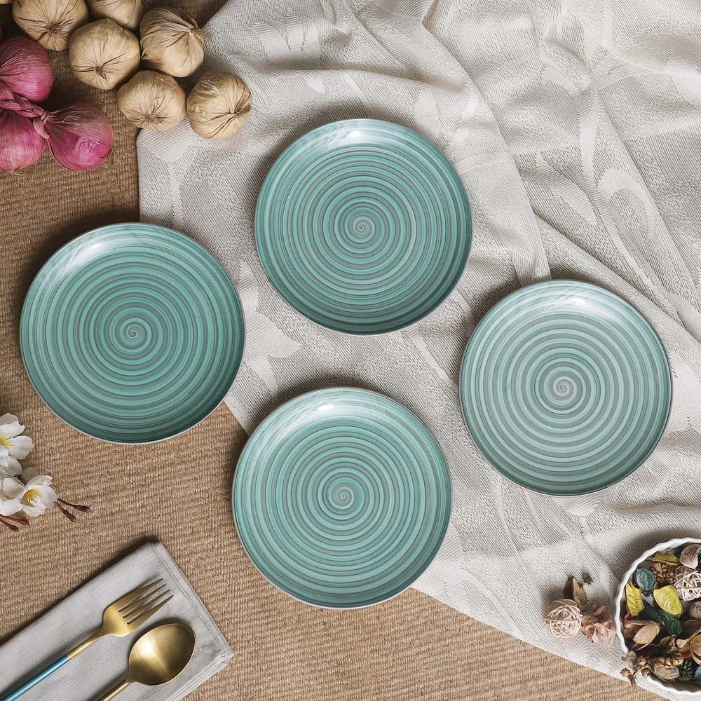 Designer Mint Green Ceramic Side Plates Set Of 4