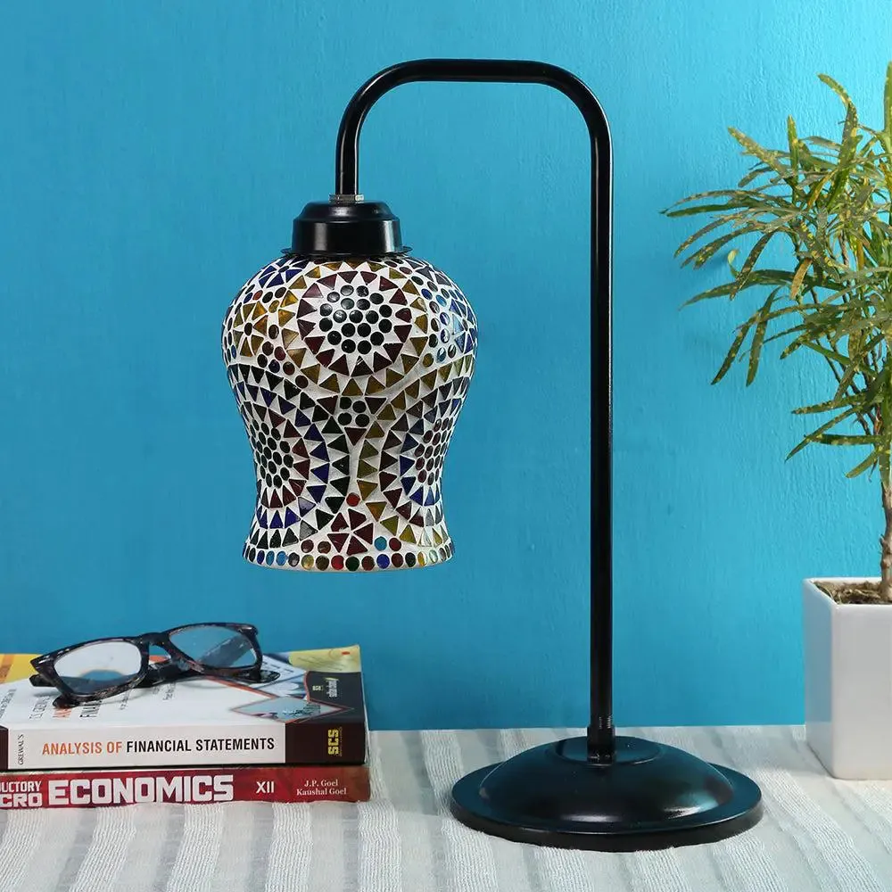 Designer Mosaic Multicolour Glass Table Lamp with Black Base Single Piece