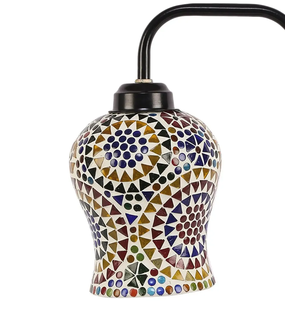 Designer Mosaic Multicolour Glass Table Lamp with Black Base Single Piece