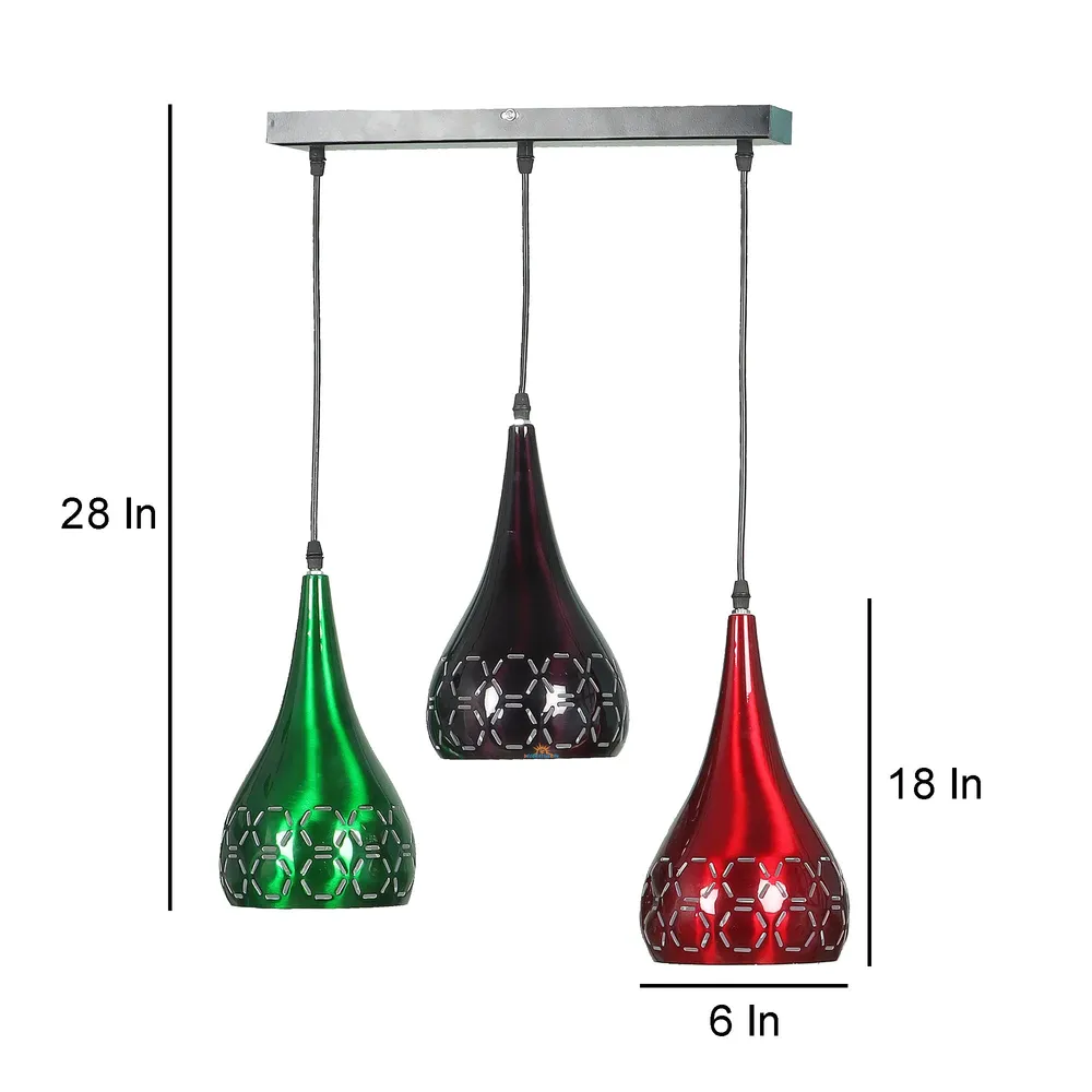 Designer Multicolour Tapered Metal Hanging Light
