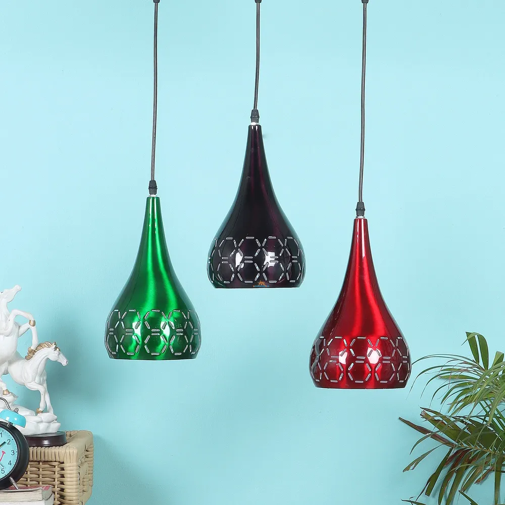 Designer Multicolour Tapered Metal Hanging Light