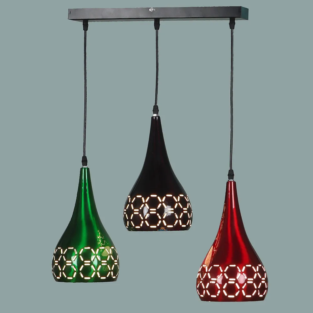 Designer Multicolour Tapered Metal Hanging Light
