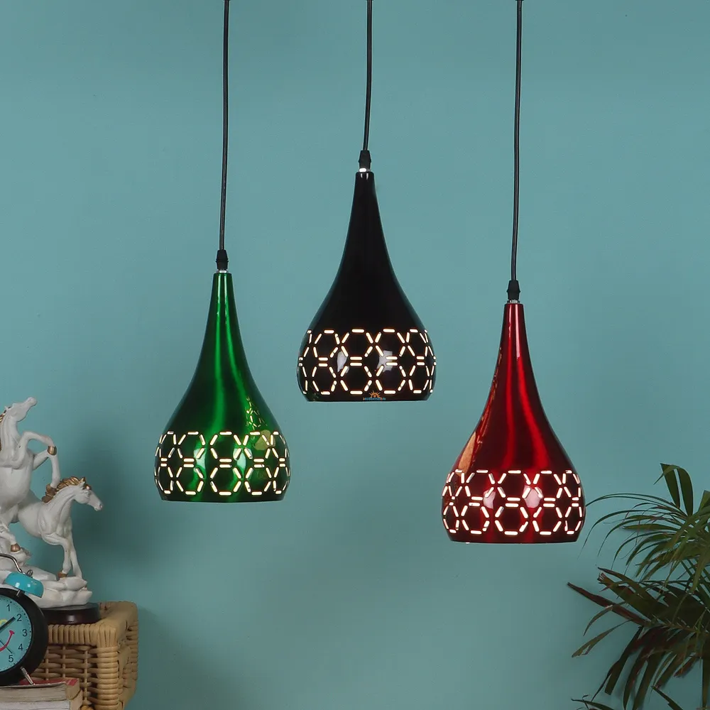 Designer Multicolour Tapered Metal Hanging Light