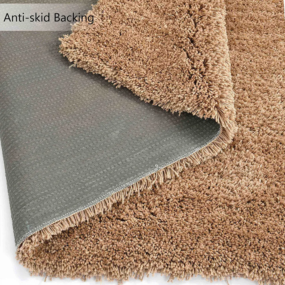 Designer Muted Beige Solid Soft Feel Anti-Skid 100% Cotton Tufted Carpet 2X5