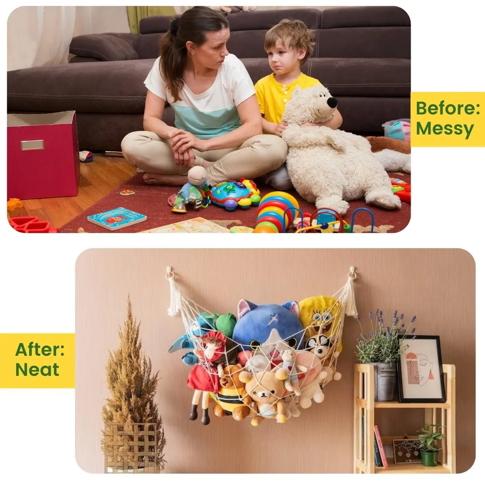 Designer Off-white 100% Cotton Macrame Soft Toy Hammock for Kids Room
