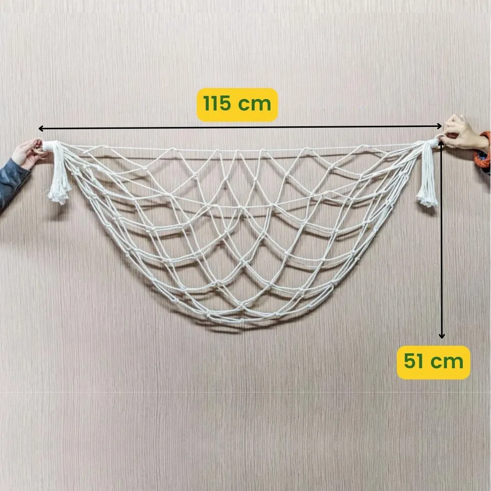 Designer Off-white 100% Cotton Macrame Soft Toy Hammock for Kids Room