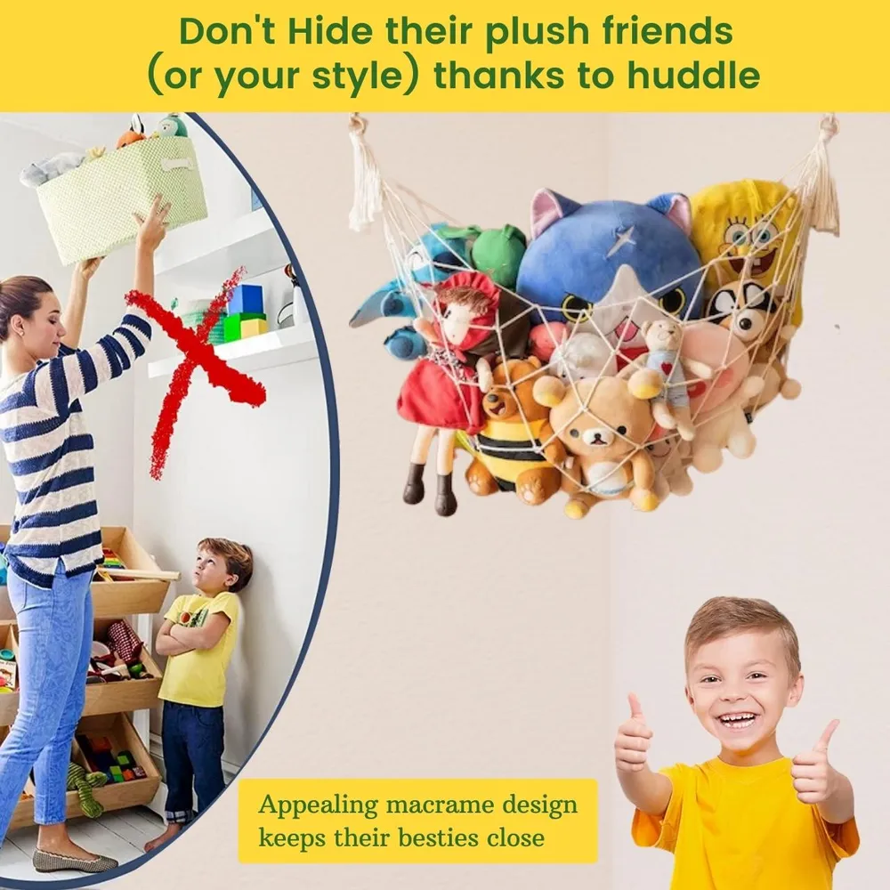 Designer Off-white 100% Cotton Macrame Soft Toy Hammock for Kids Room