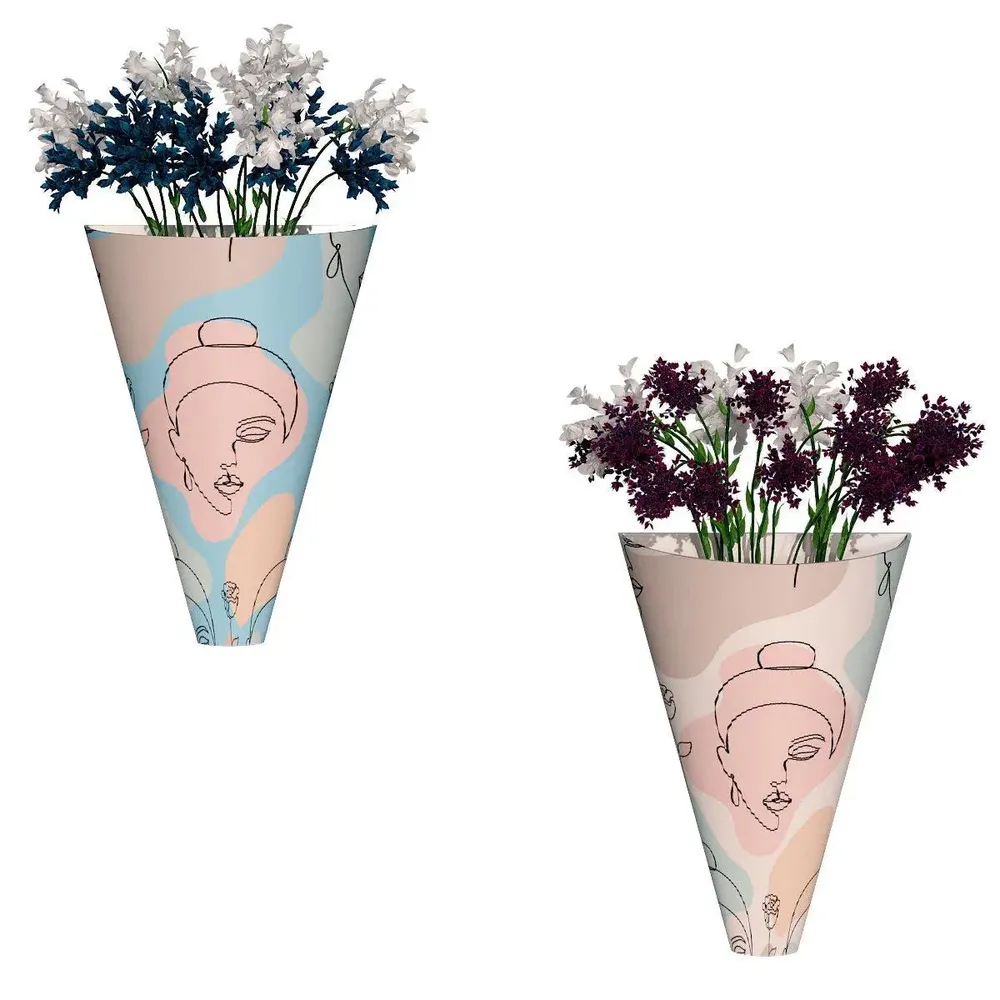 Designer Pair of Wall Vases With Modern Art Buddha Prints