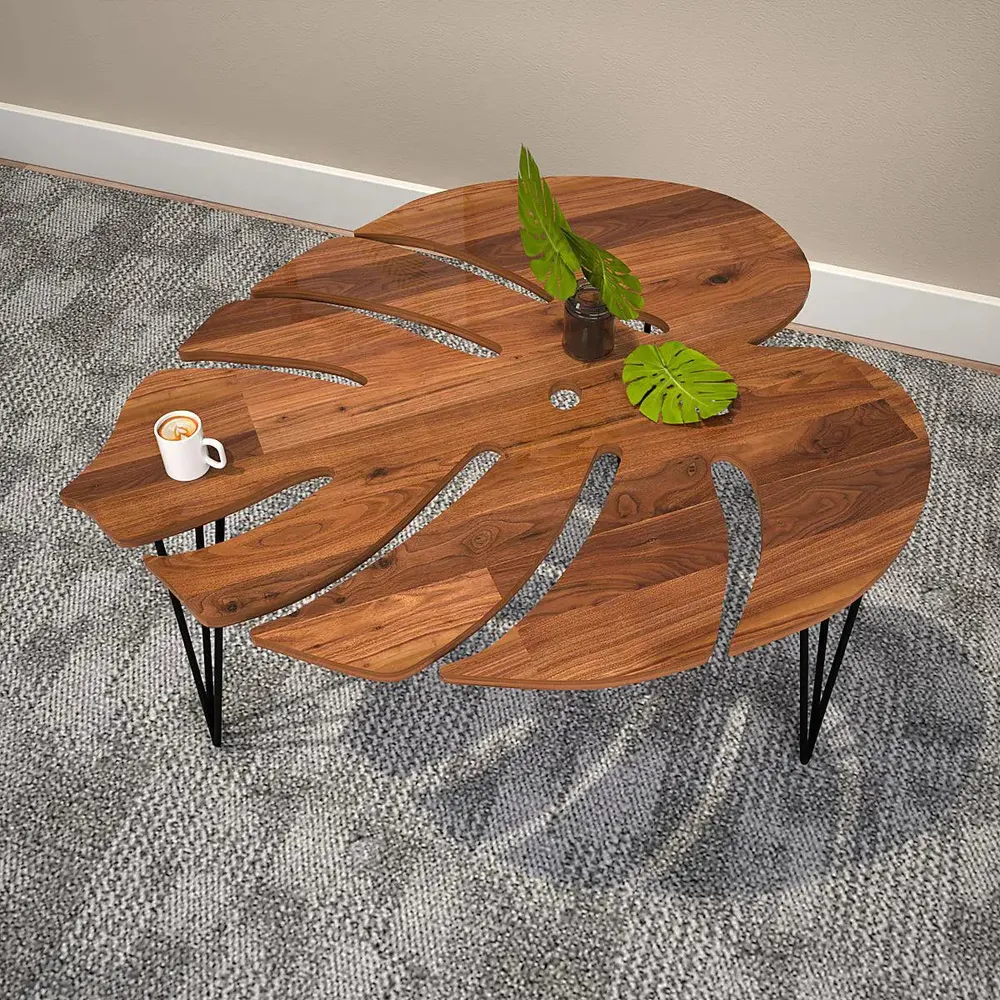 Designer Palm Leaves Sheesham Wood Coffee Table