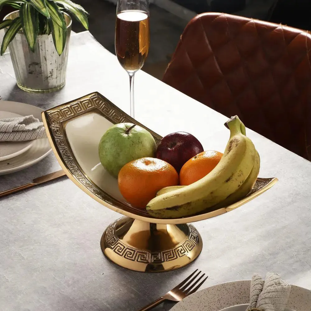 Designer Platter in Blue Enamel & Gold Finish