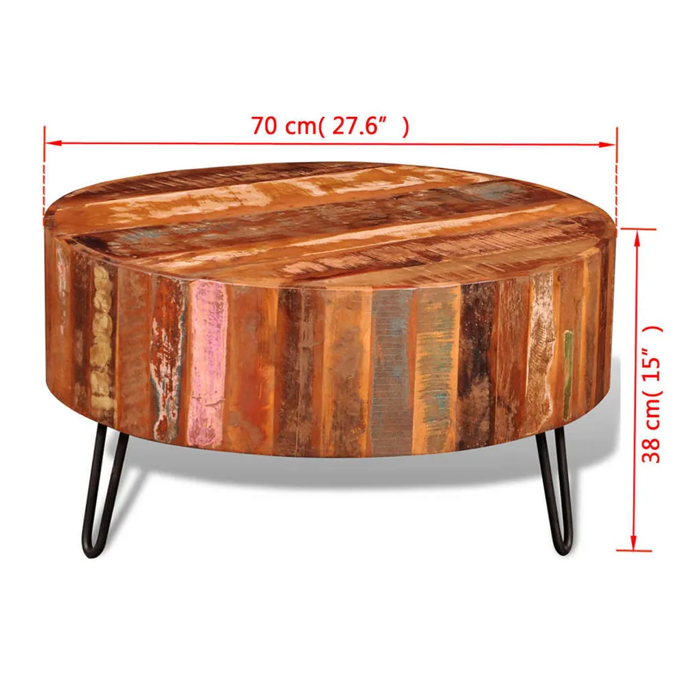 Designer Round Reclaim Wood Coffee Table