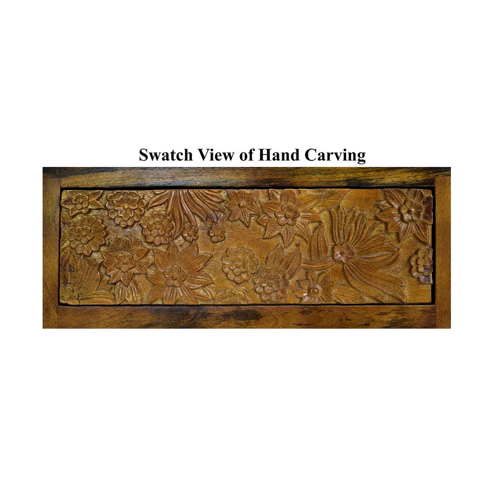 Designer Single Drawer Solid Wood Natural Brown Side Table Single Piece