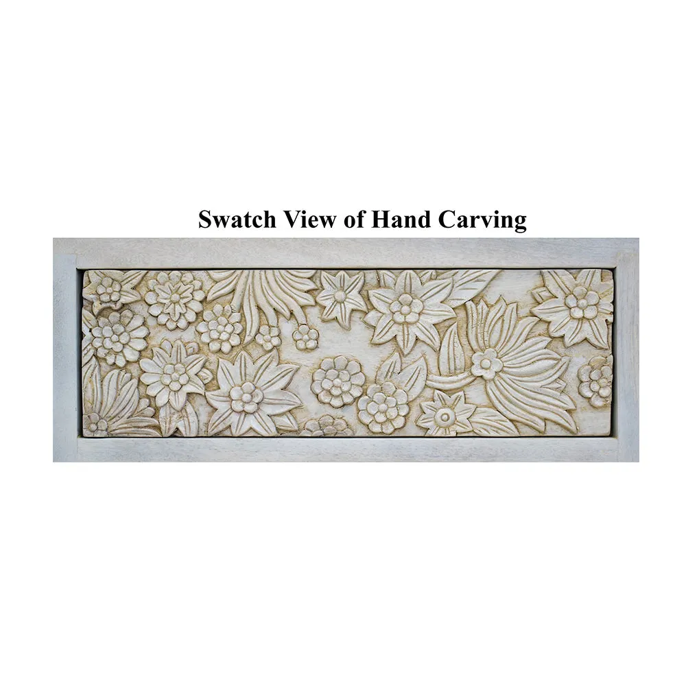 Designer Single Drawer Solid Wood White Side Table Single Piece