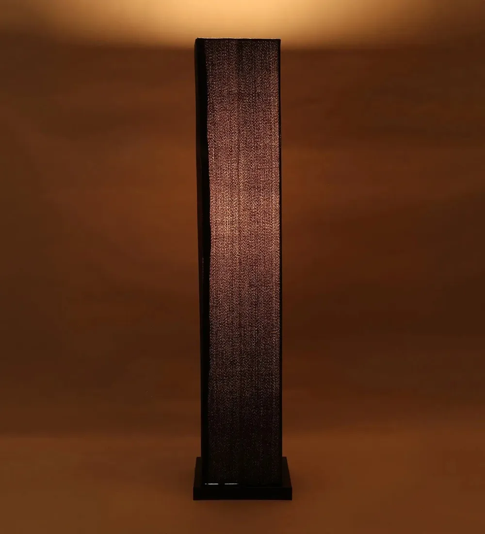 Designer Square Sleek Iron Base Cotton Floor Lamp Orange