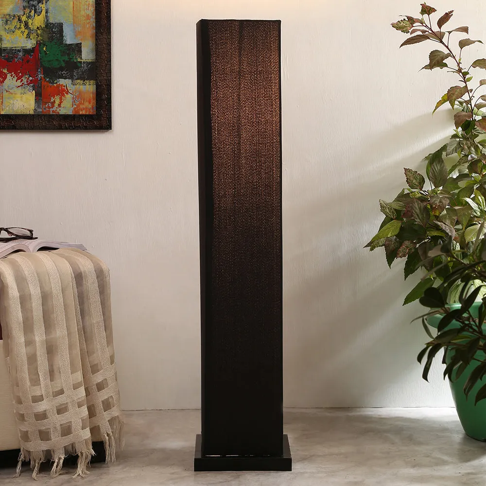 Designer Square Sleek Iron Base Cotton Floor Lamp Orange