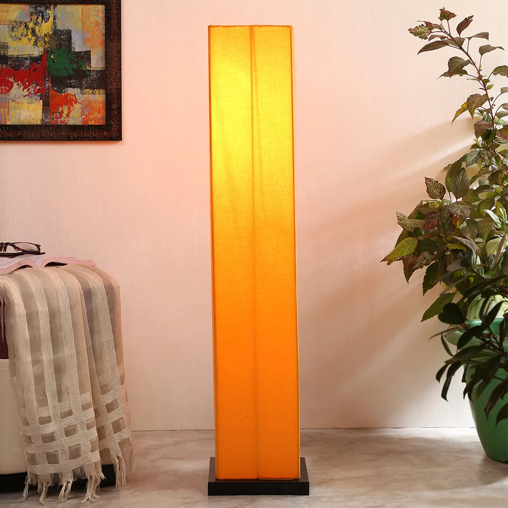 Designer Square Sleek Iron Base Cotton Floor Lamp Orange