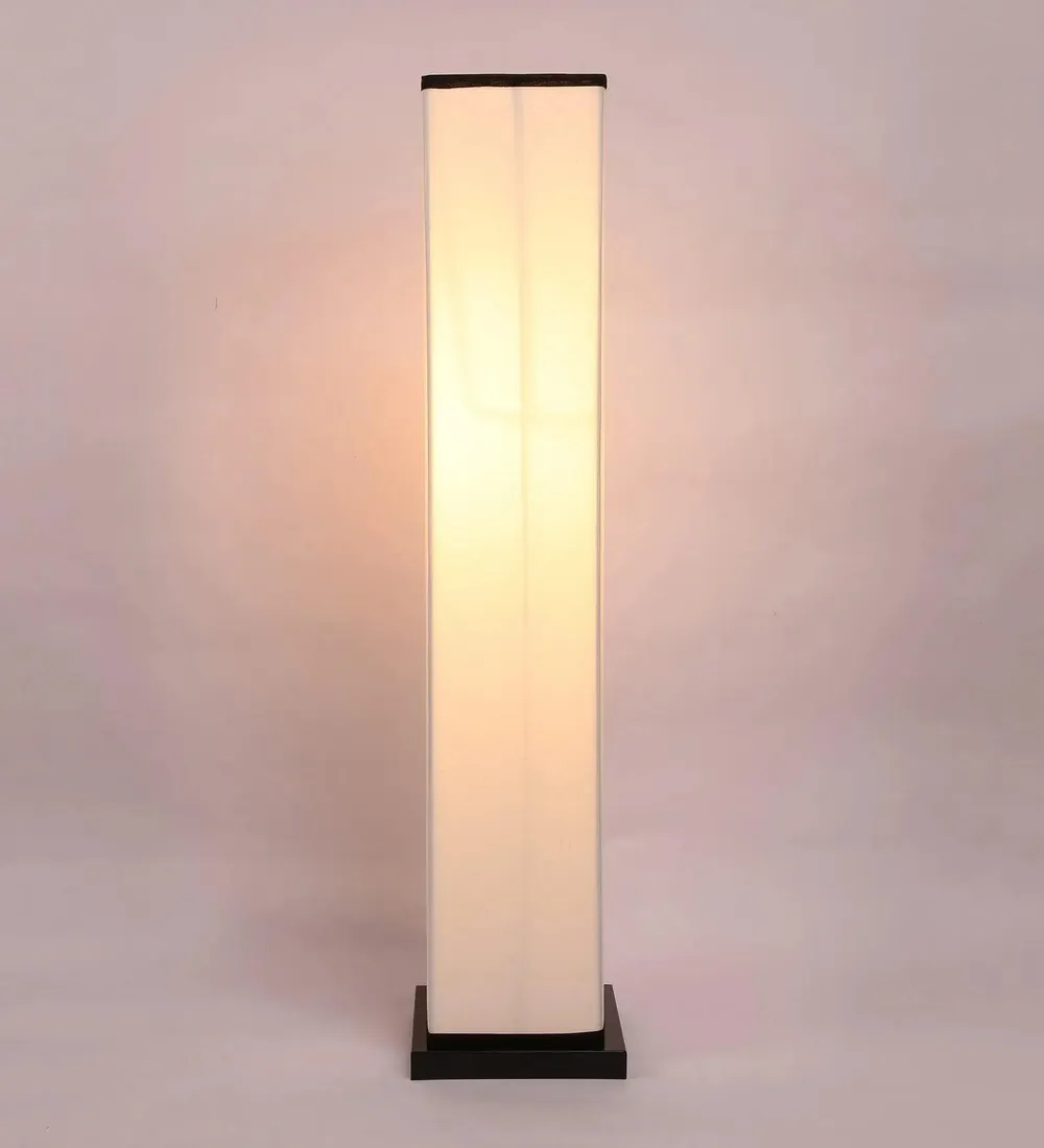 Designer Square Sleek Iron Base Cotton Floor Lamp Orange