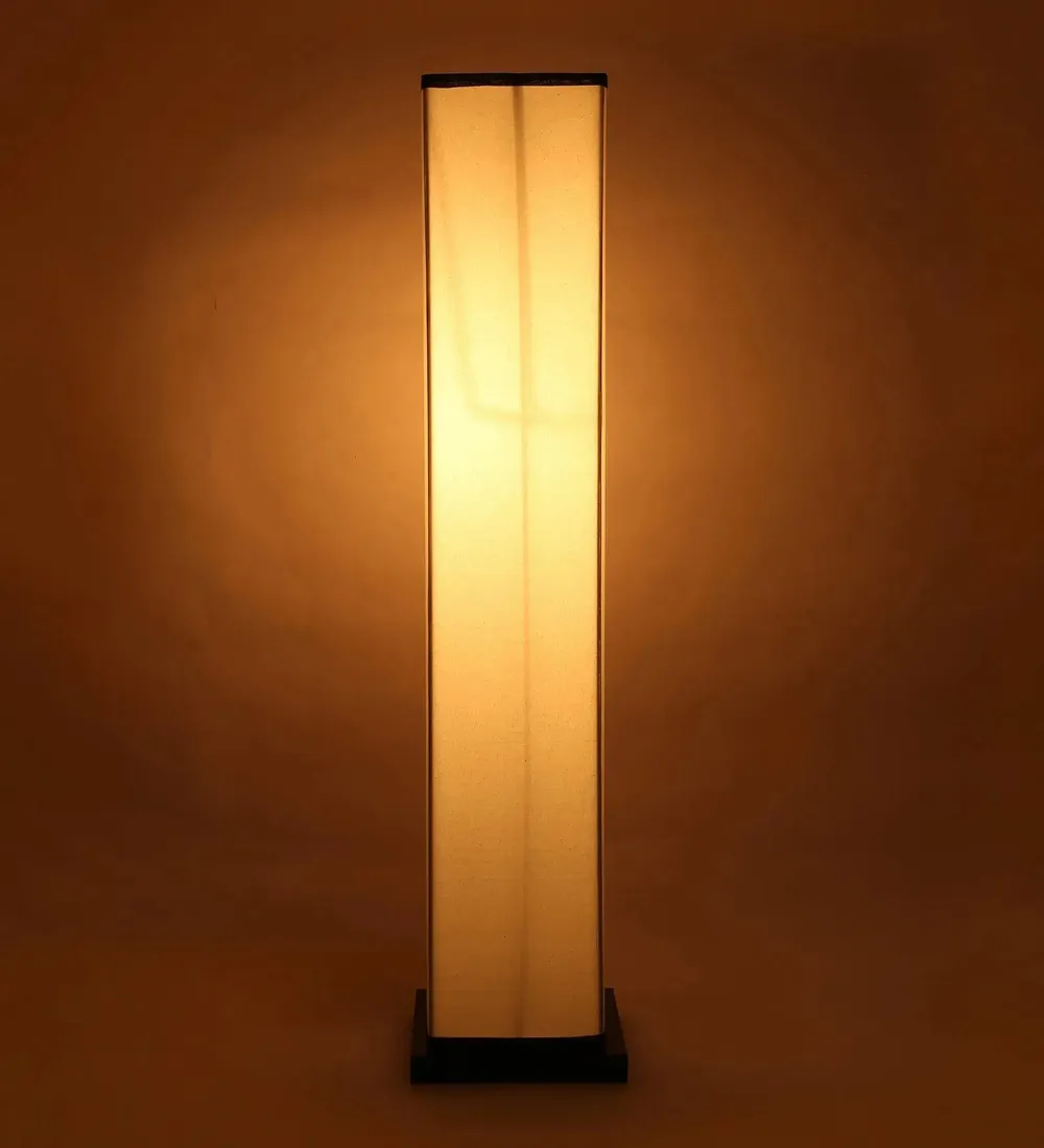 Designer Square Sleek Iron Base Cotton Floor Lamp Orange