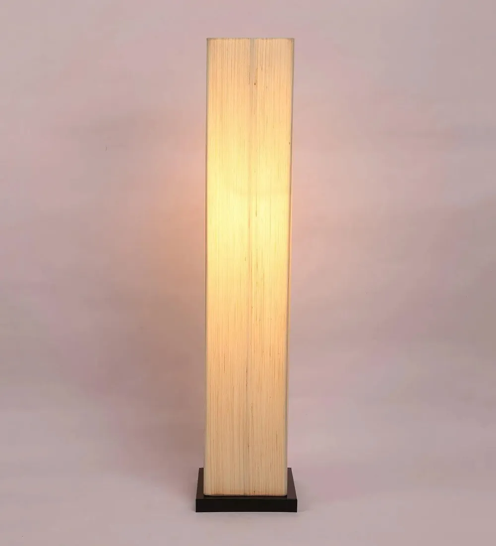 Designer Square Sleek Iron Base Cotton Floor Lamp Orange