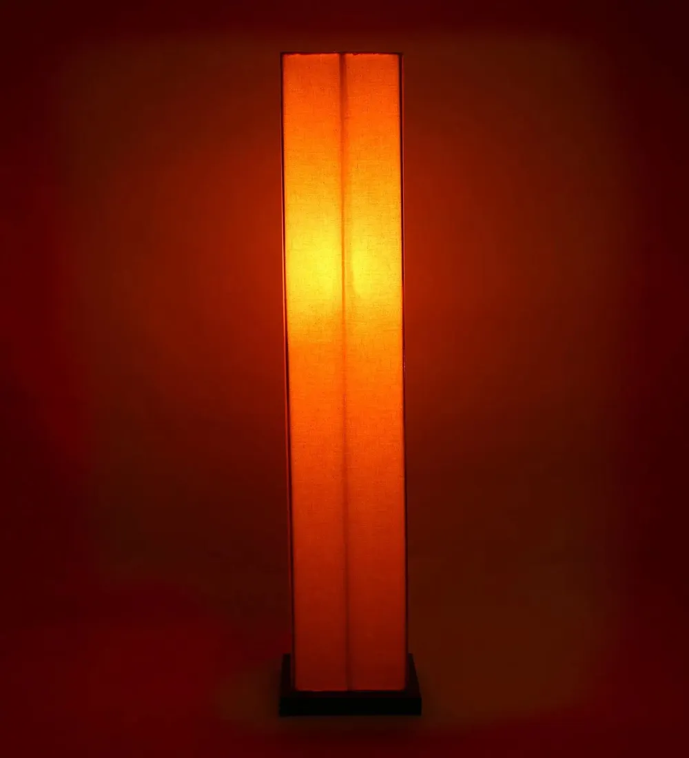 Designer Square Sleek Iron Base Cotton Floor Lamp Orange