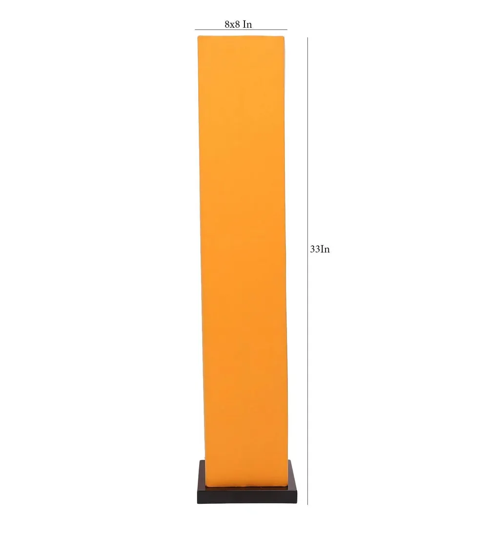 Designer Square Sleek Iron Base Cotton Floor Lamp Orange