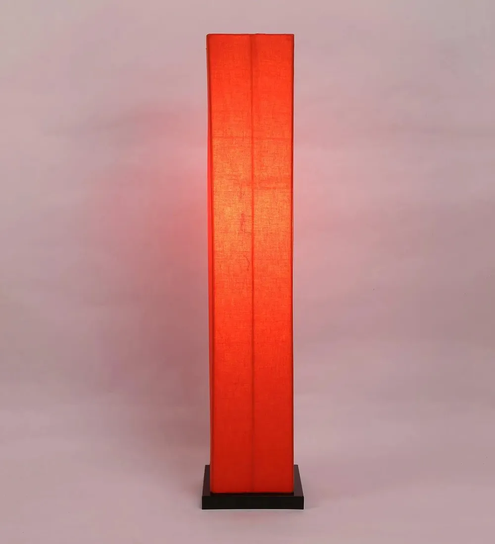 Designer Square Sleek Iron Base Cotton Floor Lamp Orange