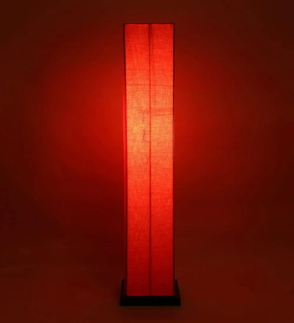 Designer Square Sleek Iron Base Cotton Floor Lamp Orange