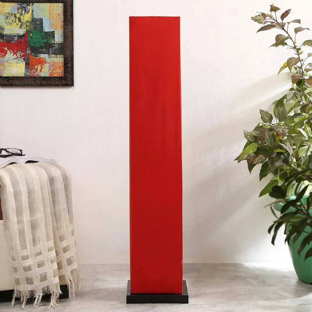 Designer Square Sleek Iron Base Cotton Floor Lamp Orange