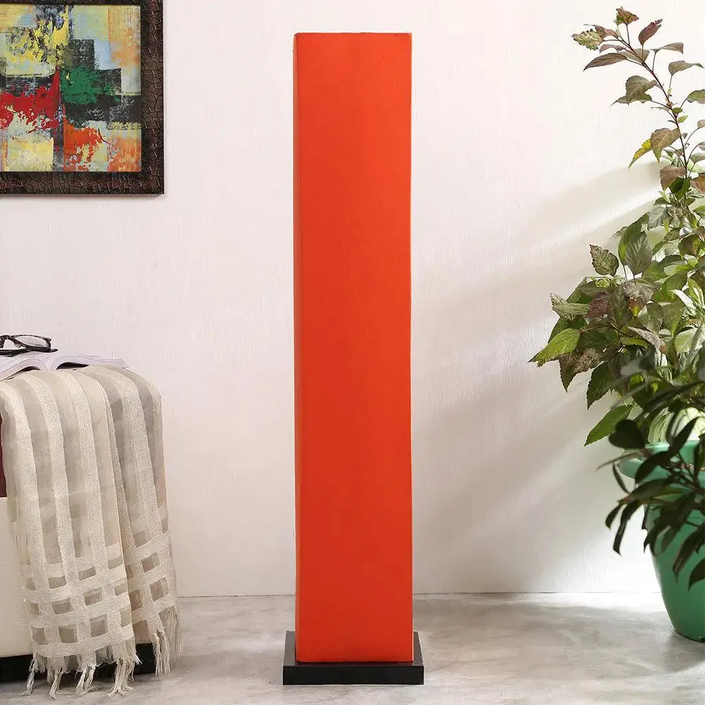 Designer Square Sleek Iron Base Cotton Floor Lamp Orange