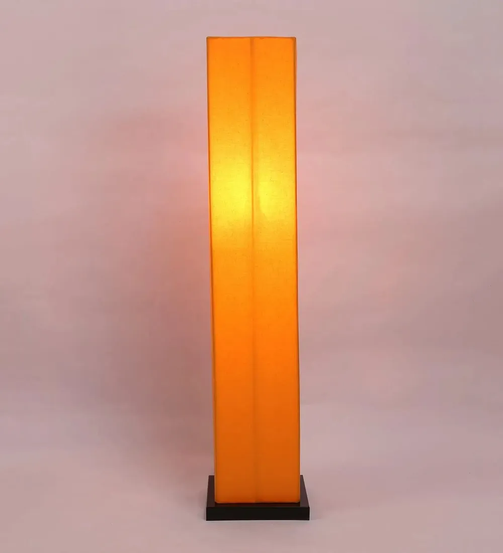 Designer Square Sleek Iron Base Cotton Floor Lamp Orange