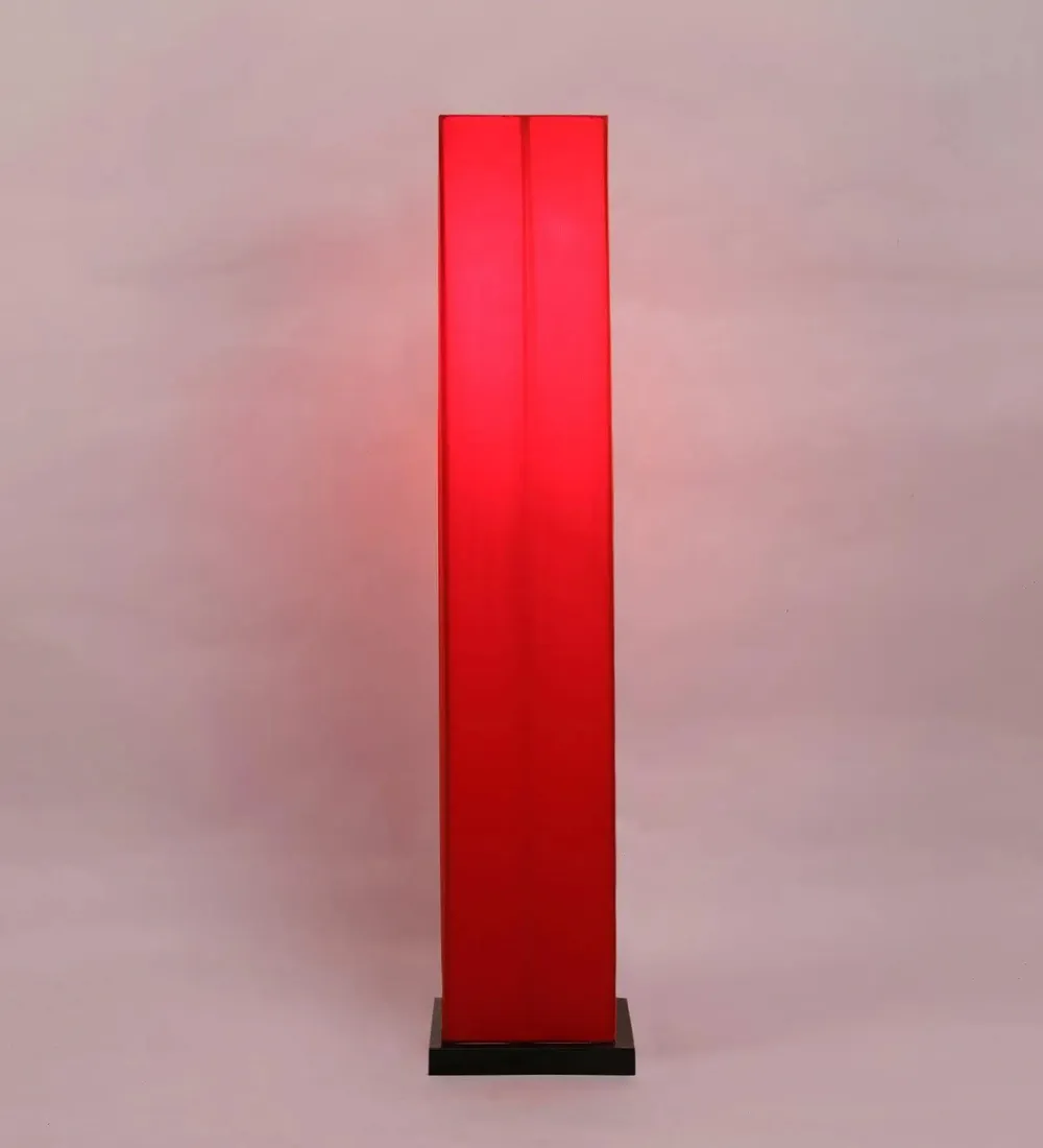 Designer Square Sleek Iron Base Cotton Floor Lamp Orange