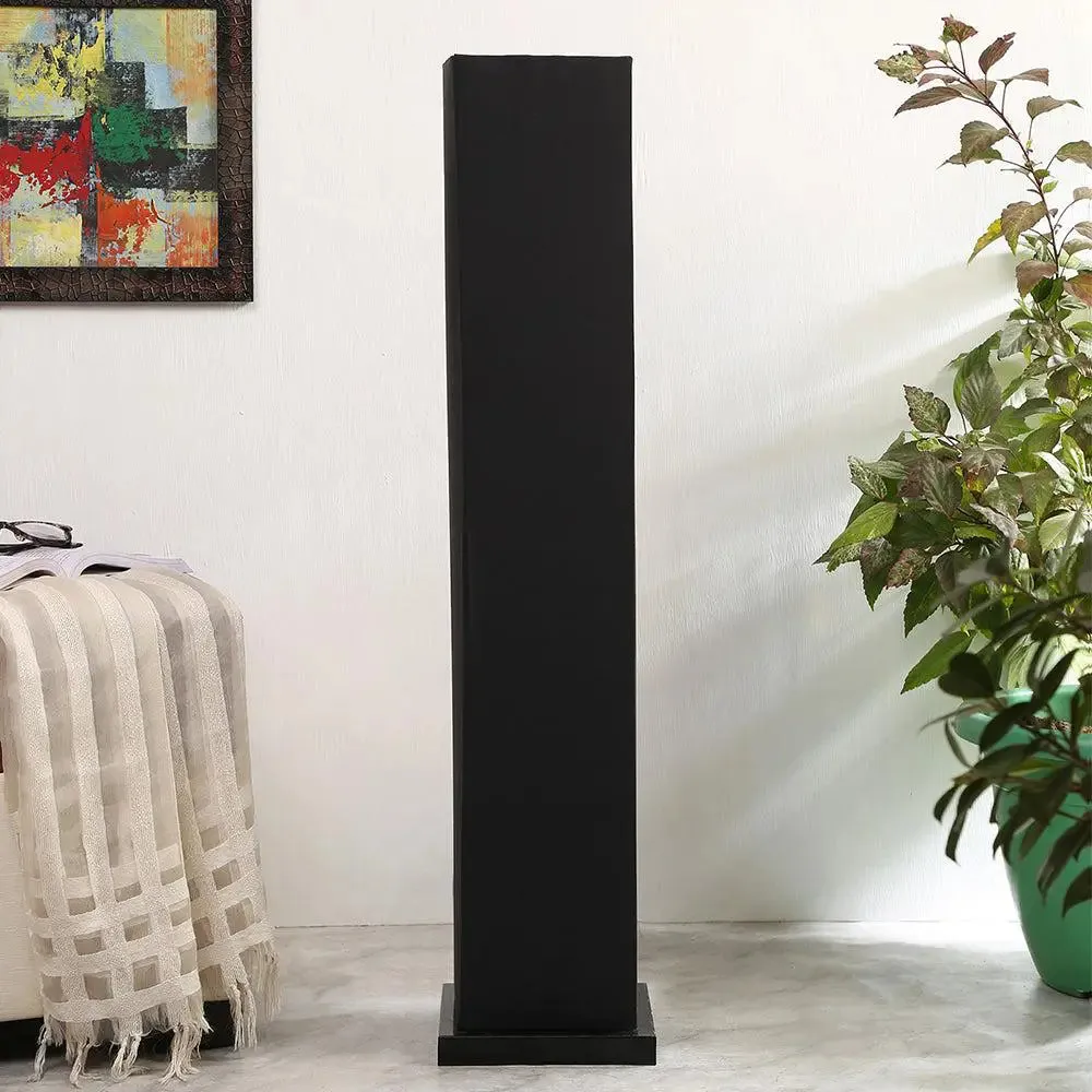 Designer Square Sleek Iron Base Cotton Floor Lamp Orange