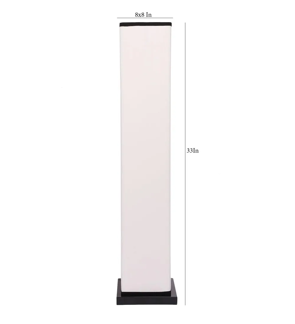 Designer Square Sleek Iron Base Cotton Floor Lamp Orange