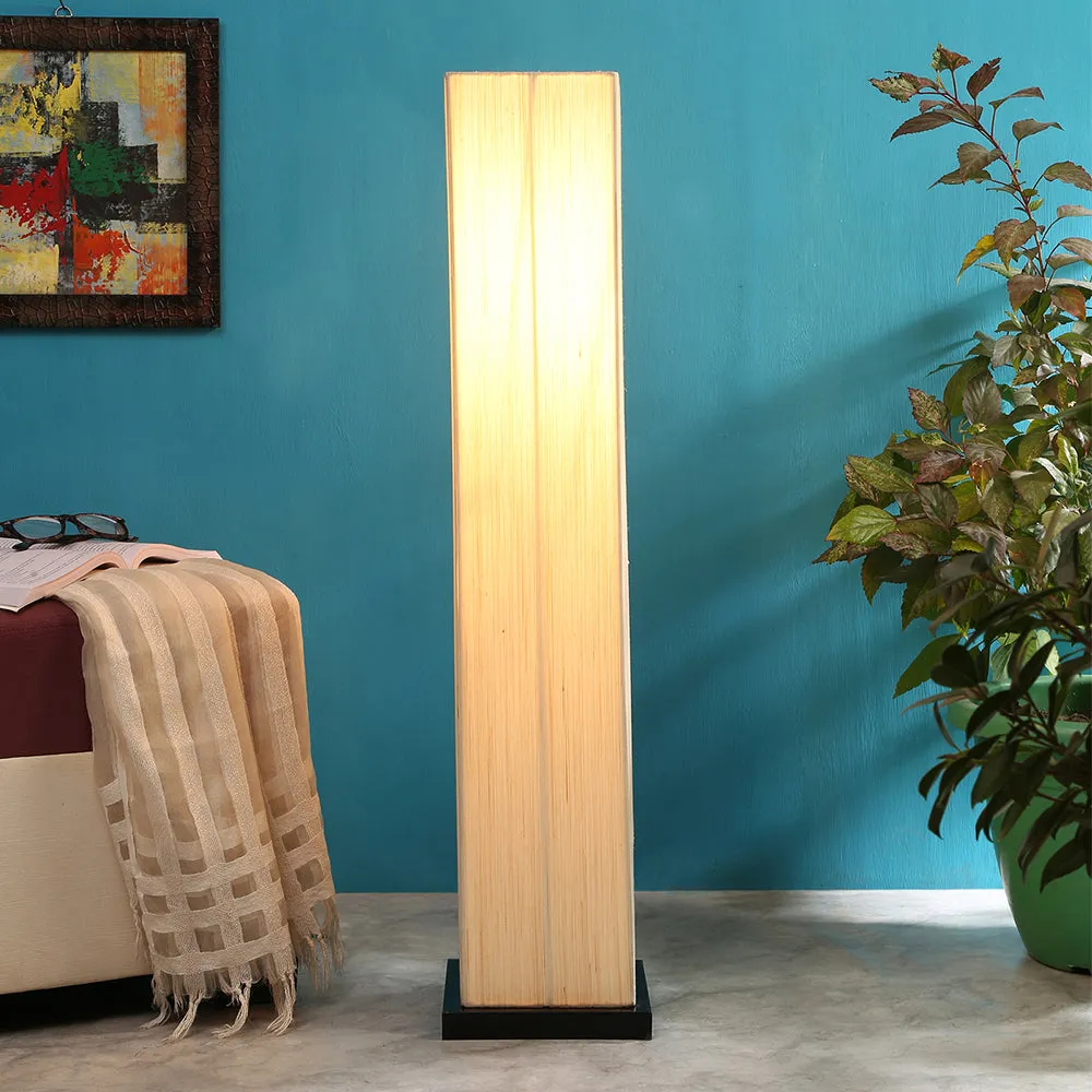 Designer Square Sleek Iron Base Cotton Floor Lamp Orange