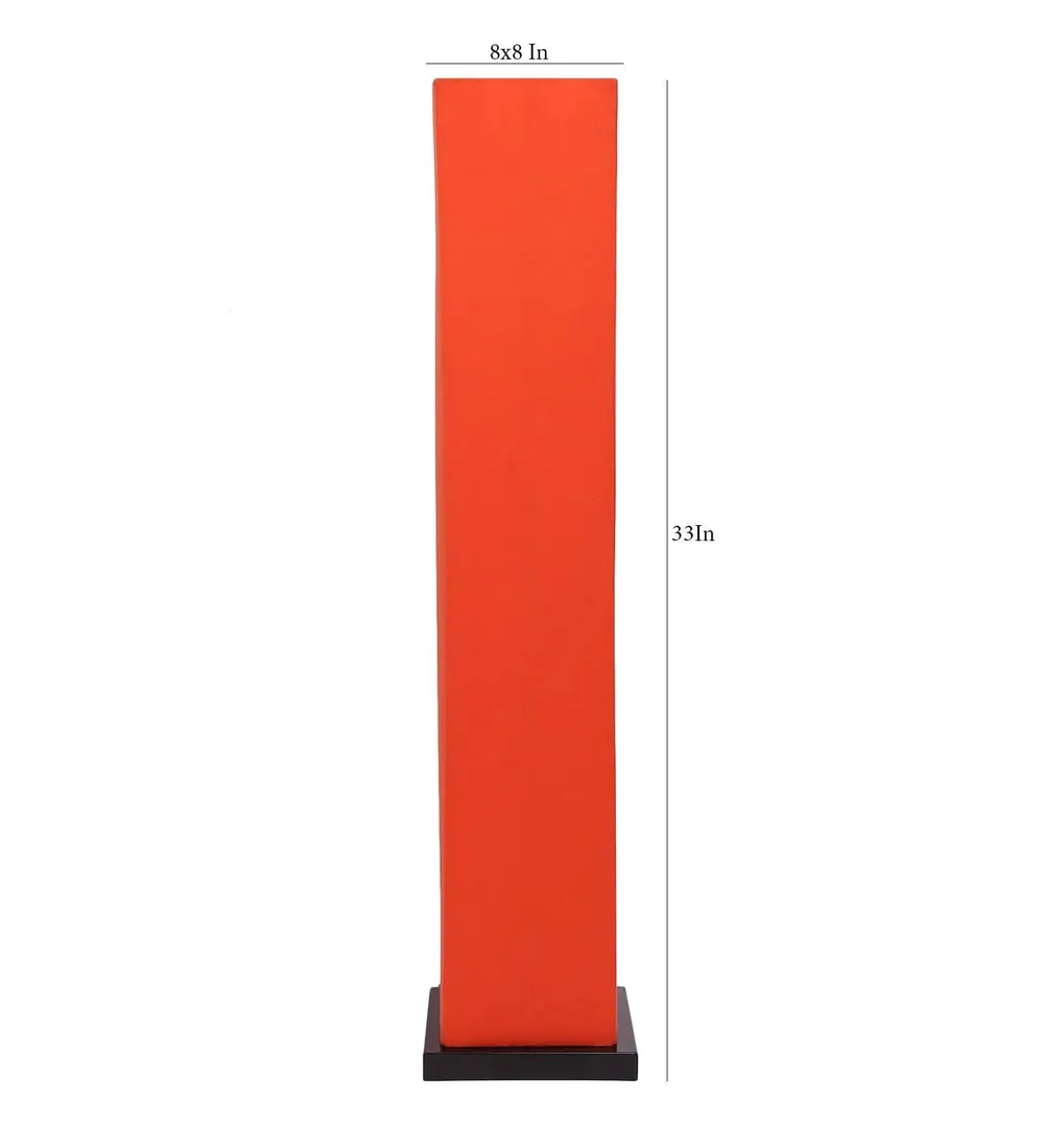 Designer Square Sleek Iron Base Cotton Floor Lamp Orange