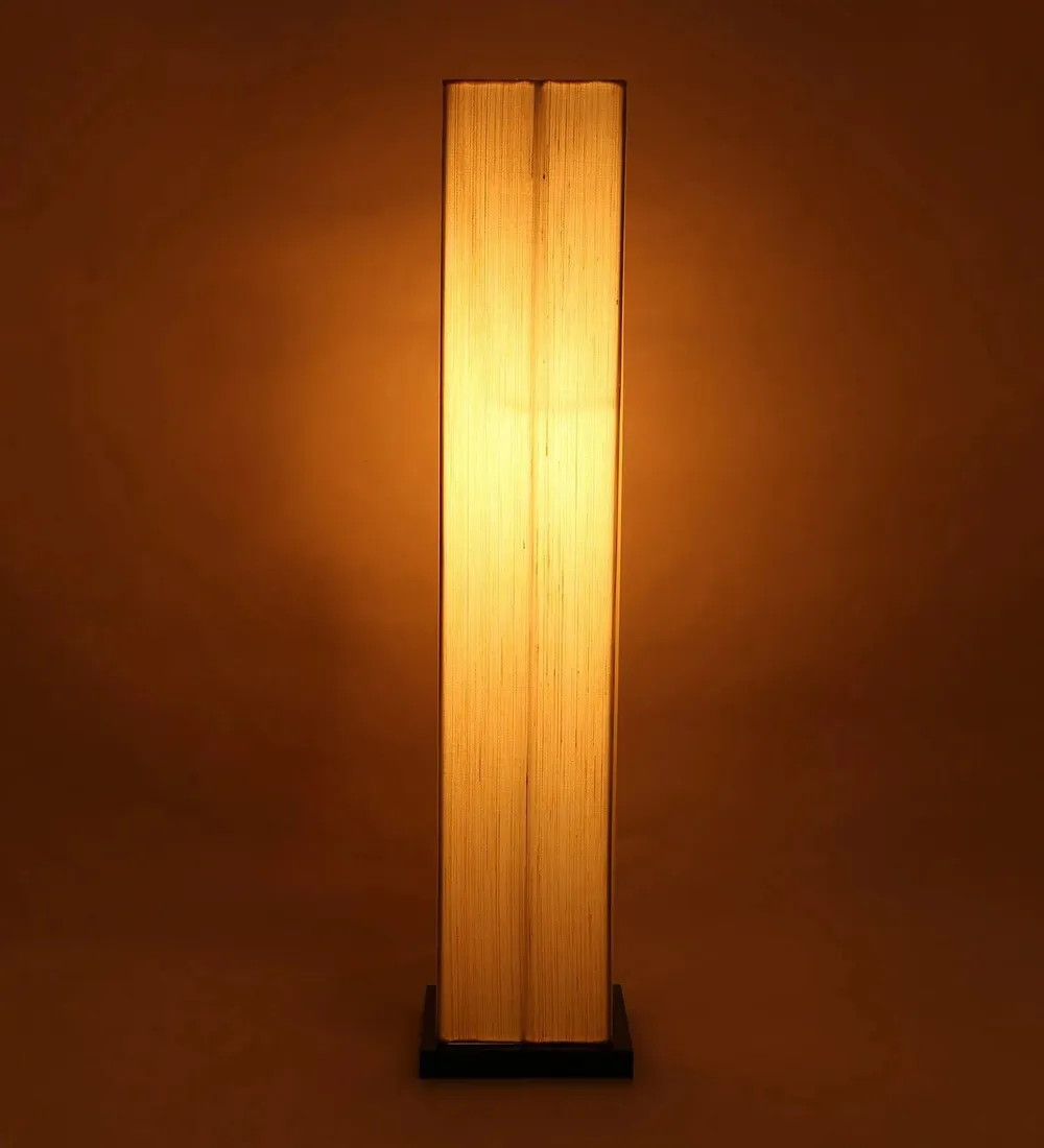 Designer Square Sleek Iron Base Cotton Floor Lamp Orange