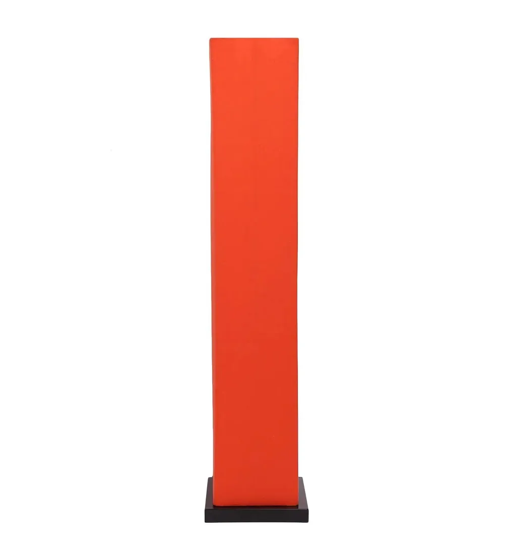 Designer Square Sleek Iron Base Cotton Floor Lamp Orange