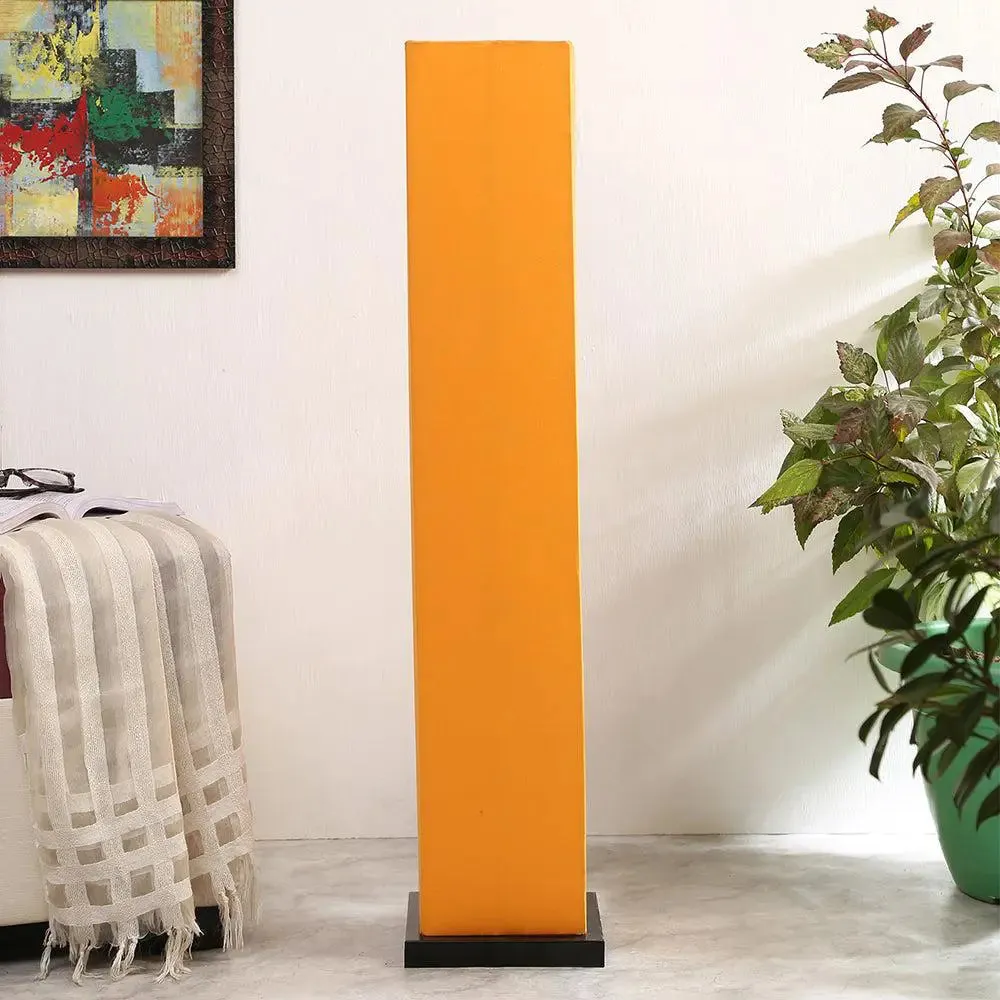 Designer Square Sleek Iron Base Cotton Floor Lamp Orange