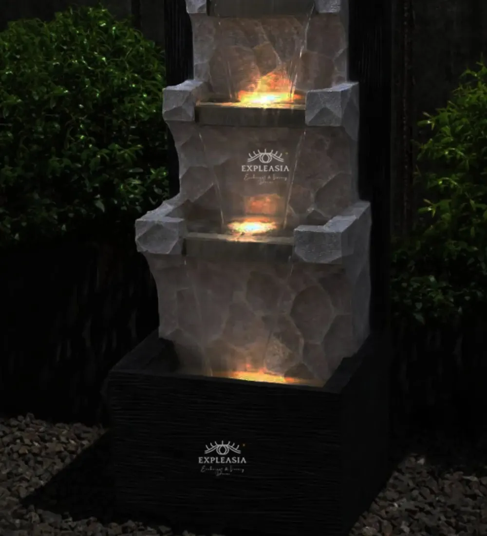 Designer Step-Shaped White Indoor Water Fountain